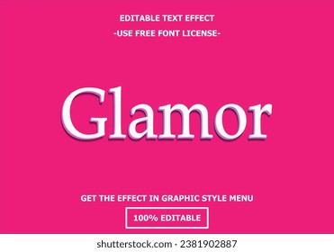 Glamor 3D editable text effect template. Style premium free font license 