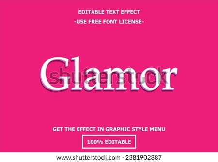 Glamor 3D editable text effect template. Style premium free font license 