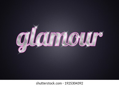 Glamour word written with diamond effect with flash on illuminated background
