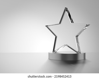 Glass Award Isolated On White Background. Star. 3d Illustration.