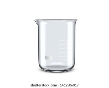 Glass Beaker On A White Background. 3d Illustration.