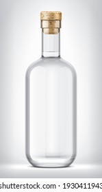 Glass Bottle With Cork On Background. 3d Rendering