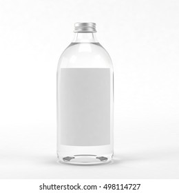 Glass Bottle With Liquid On White Background. 3D Illustration