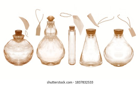 Glass bottle  witchcraft potion vintage