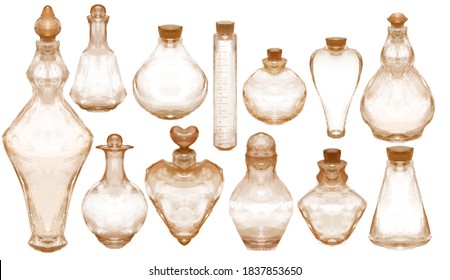 Glass bottle  witchcraft potion vintage