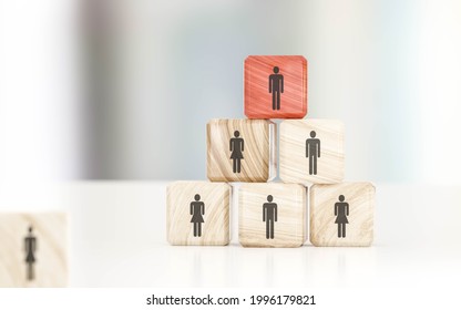 Glass Ceiling And Workplace Discrimination Visualized By Wooden Bricks 3d Render Illustration