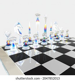 Glass Chess Set. 3D Render