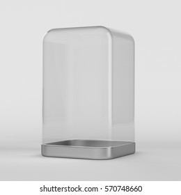 Glass Cube Stand Display. 3D Rendering