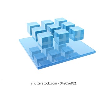 Glass Cubes White Background.