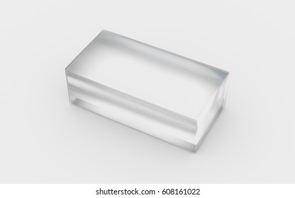 Glass Material Of Rectangle Solid Box By 3D Rendering