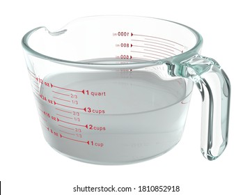 Glass Measuring Cup 3D Illustration On White Background