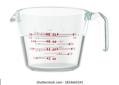 Glass Measuring Cup 3D Illustration On White Background