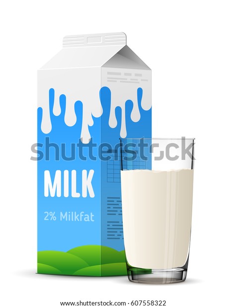 切り妻と牛乳とパッケージの接写 白い背景に牛乳カートンと牛乳カップ 牛乳 食事 乳製品 飲料 食事 健康食品などのイラスト のイラスト素材