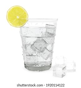 Glass Of Mineral Water, Soda, Sparkling Water With Ice Cold And Lemon 3d Renders