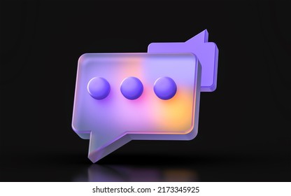 Glass Morphism Message Icon With Colorful Gradient Light On Dark Background 3d Render Concept