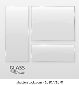 Glass plates set. Different shapes glass plates. Graphic concept for your design, 3d illustration