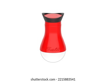 Glass Salt Shaker With Metal Top Cut Out Isolated On White Background. 3d Illustration