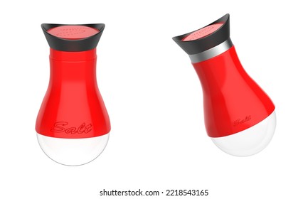 Glass Salt Shaker With Metal Top Cut Out Isolated On White Background. 3d Illustration