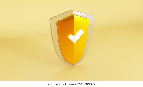 Glass Shield On Yellow Background 3d Render