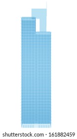 Glass skyscraper. Isolated render on a white background