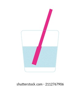 A glass of water in with a pink straw - Powered by Shutterstock