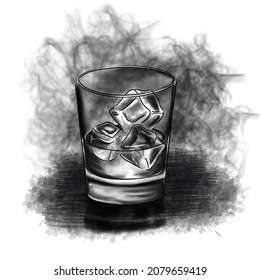 a glass of whiskey and ice cubes - Powered by Shutterstock