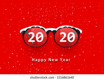Glasses And 2020. Happy New Year 2020. 2020 On Glasses