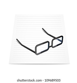 Glasses and paper. Raster version