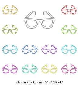 The glasses, spectacles, eyeglasses, glass, spectacle, specs multi color icon. Simple thin line, outline illustration of Medicine icons for UI and UX, website or mobile application