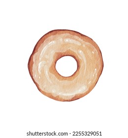 Glaze sugar donut watercolor illusration for decoration on bakery dessert and pastry concept.  - Powered by Shutterstock