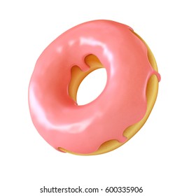 Glazed Donut Or Doughnut 3d Rendering