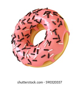 Glazed Donut Or Doughnut With Sprinkles 3d Rendering
,