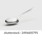 A Gleaming Metal Spoon With Its Elongated Handle And Rounded Bowl White Background 3D Illustration