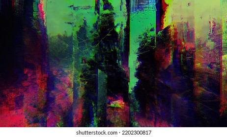 Glitch Background Overlay, Distorted Noise, Interference Imitation, Corrupted Data, Computer Virus Or Hacked System Concept.