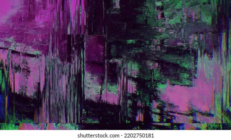 Glitch Background Overlay, Distorted Noise, Interference Imitation, Corrupted Data, Computer Virus Or Hacked System Concept.