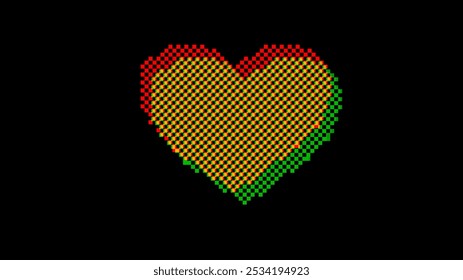 Glitch pixel art heart, rendered in retro 8-bit style isolated on black background. Nostalgic classic video games design, digital projects, dating apps - Powered by Shutterstock