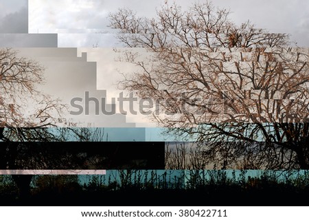 Similar – Image, Stock Photo Image glitch | wind turbine and power pole at sunrise, blurred