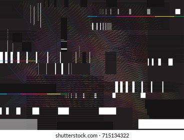 Glitched Lines And Rectangular Shapes. Data Collapsing. Abstract Glitch Background Illustration.