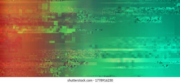 Glitchy Digital TV Bad Signal Screen With Interference Stripes. Glitch, Noise,  Signal Lost Abstract Background