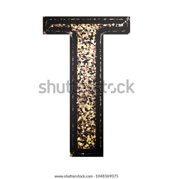 Glitter Gold Style Uppercase Capital Letter Stock Illustration