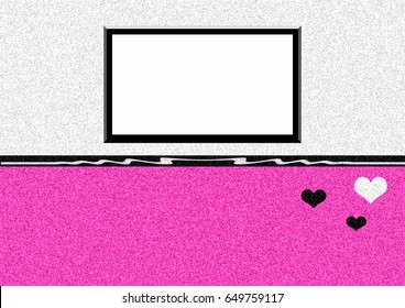 Glitter Hot Pink Silver Black Heart Background