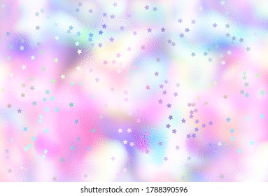 Glitter stars confetti holographic light blurred texture backgrounds in bright pastel colors 