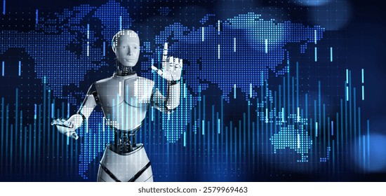 Global AI Insights in Data Analytics Visualization. 3d render.