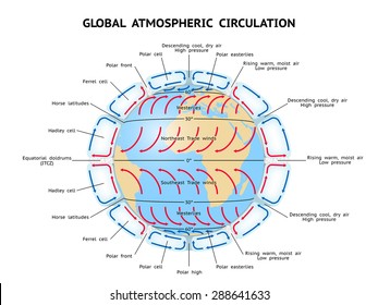 Global Atmospheric Circulation. Three Or Six Cell Model