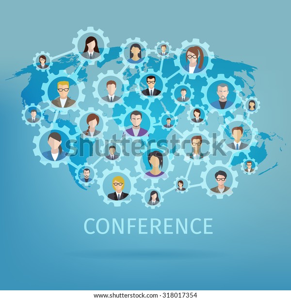 Global Business Conference Concept World Map Stock Illustration