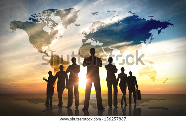 Global Business people\
team silhouettes