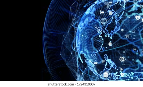 Global communication network concept. Planet earth in cyberspace.