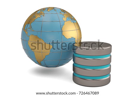 Global communication web computer networking and telecommunication internet concept metal hdd.3D illustration.