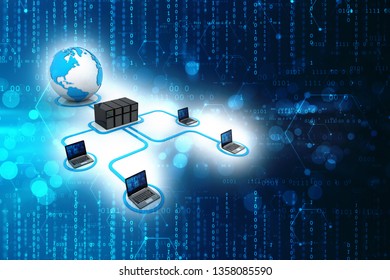 Global Computer Network Communication Concept. Internet Technology Conceptual Background. 3d render