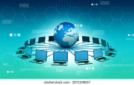 Global computer network concept. Internet technology conept. 3d illustration 	